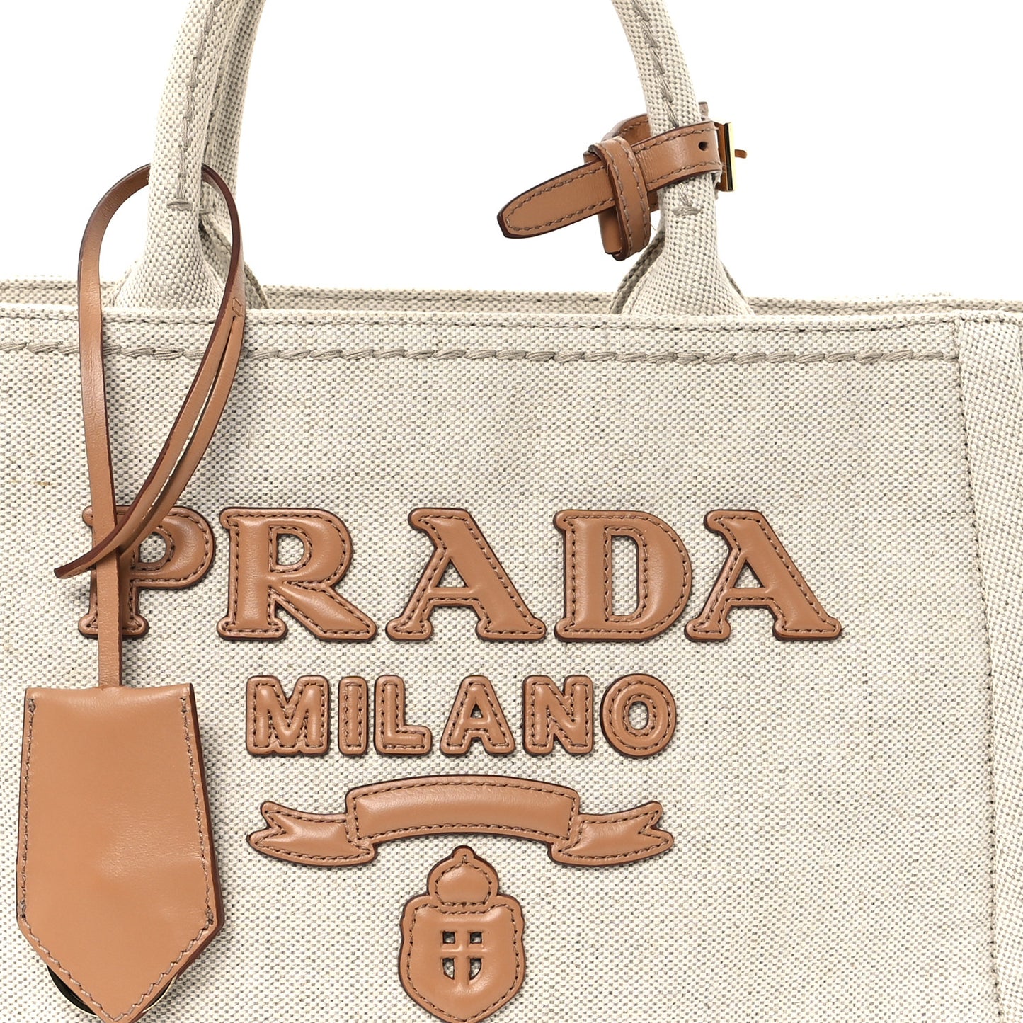 Linen Blend Vitello Logo Tote Natural