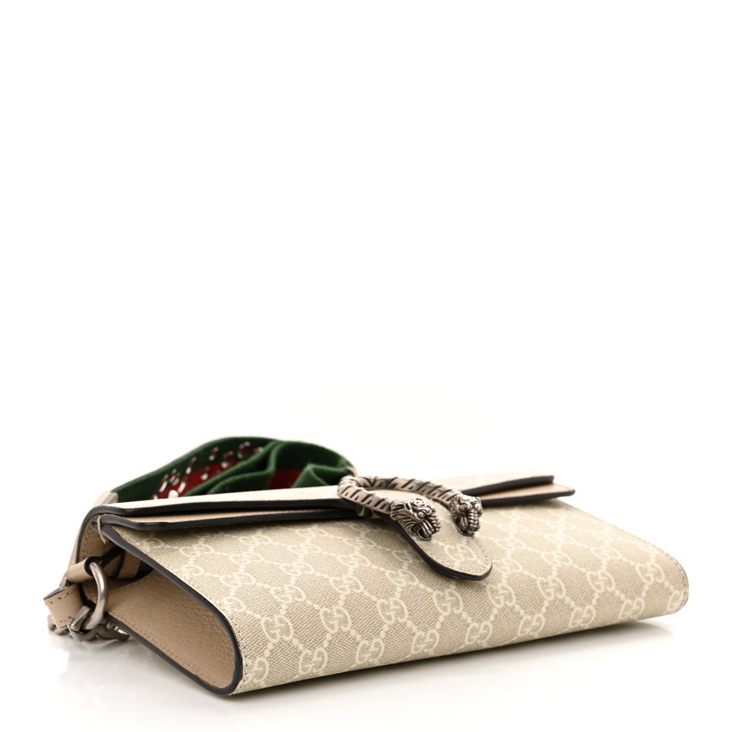 GG Supreme Monogram Textured Dollar Calfskin Dionysus Small Shoulder Bag Beige Mystic White Oatmeal