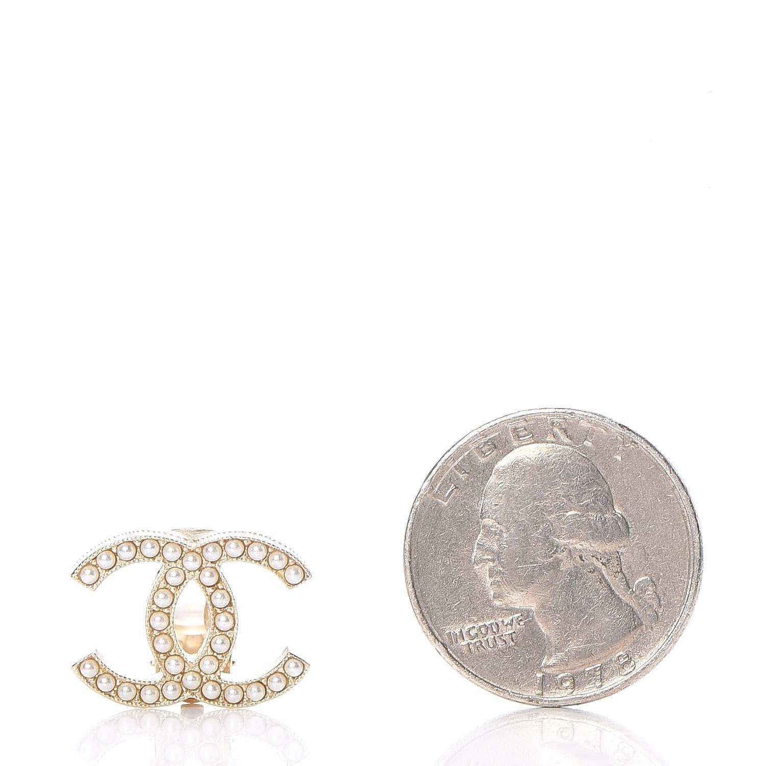 Chanel Pearl CC Clip On Earrings Light Gold 2 of 5