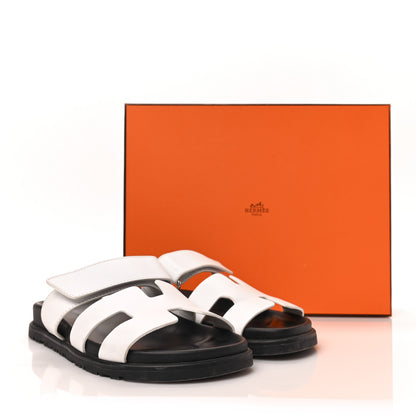 Hermes Calfskin Womens Chypre Sandals 36.5 White 8 of 8