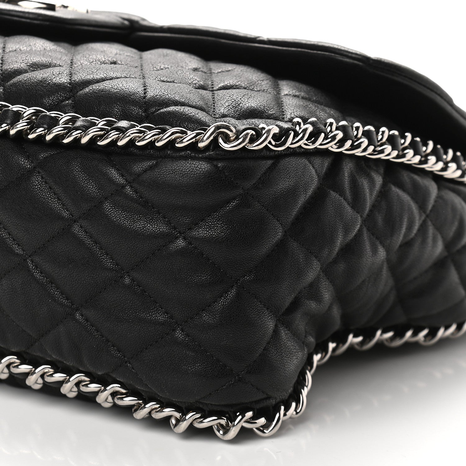 Chanel Washed Lambskin Quilted Maxi Chain Around Flap Black 9 of 9