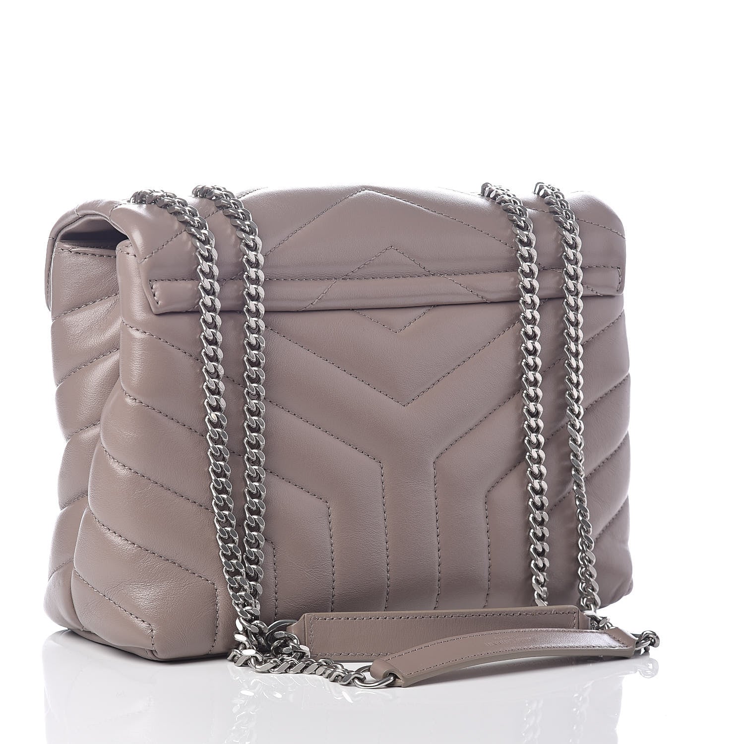 Saint Laurent Calfskin Y Quilted Monogram Small Loulou Chain Satchel Taupe Sable 3 of 9