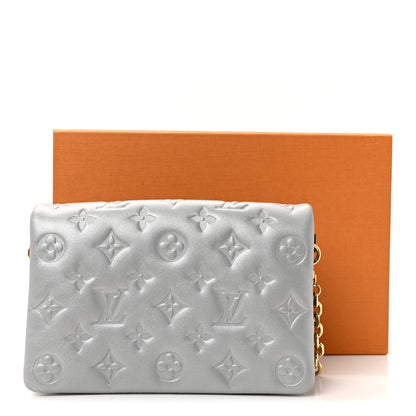 Louis Vuitton Metallic Lambskin Embossed Monogram Pochette Coussin Silver 10 of 10