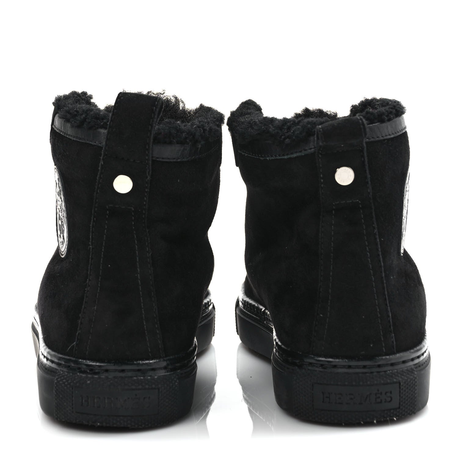 Hermes Suede Shearling Womens Jimmy High Top Sneakers 35.5 Black 5 of 7