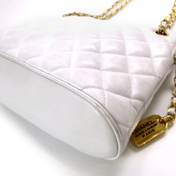 Lambskin Quilted Shoulder Bag White