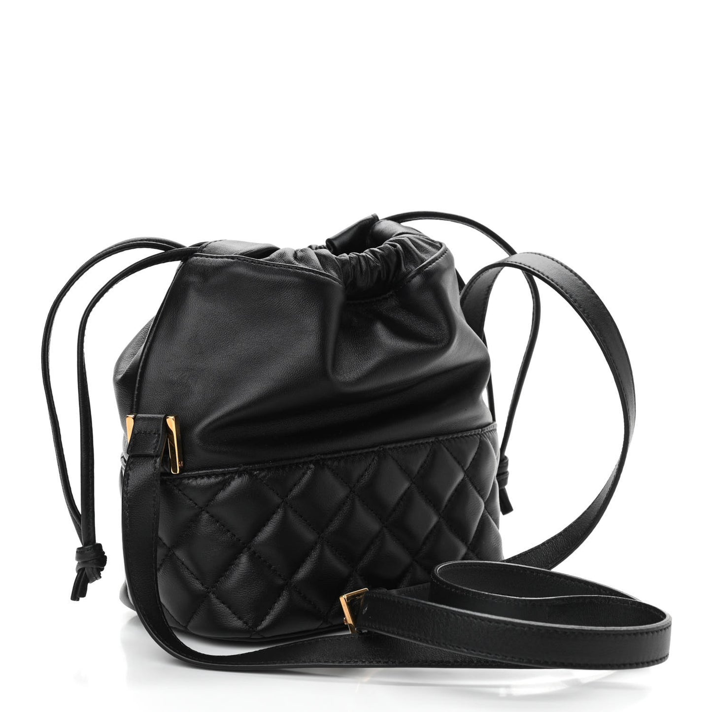 Nappa Quilted Medusa Bucket Bag Black