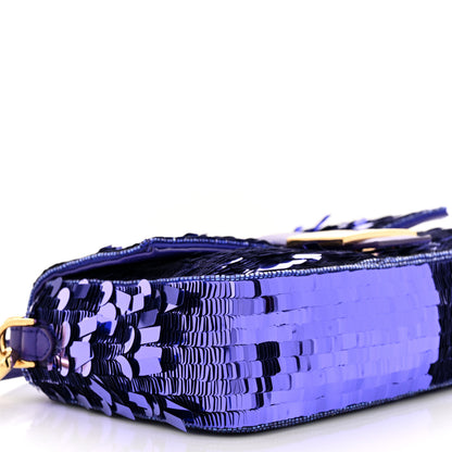 Fendi Sequin Paillettes Shiny Nappa Sex and the City Baguette Viola Purple Rain 9 of 11