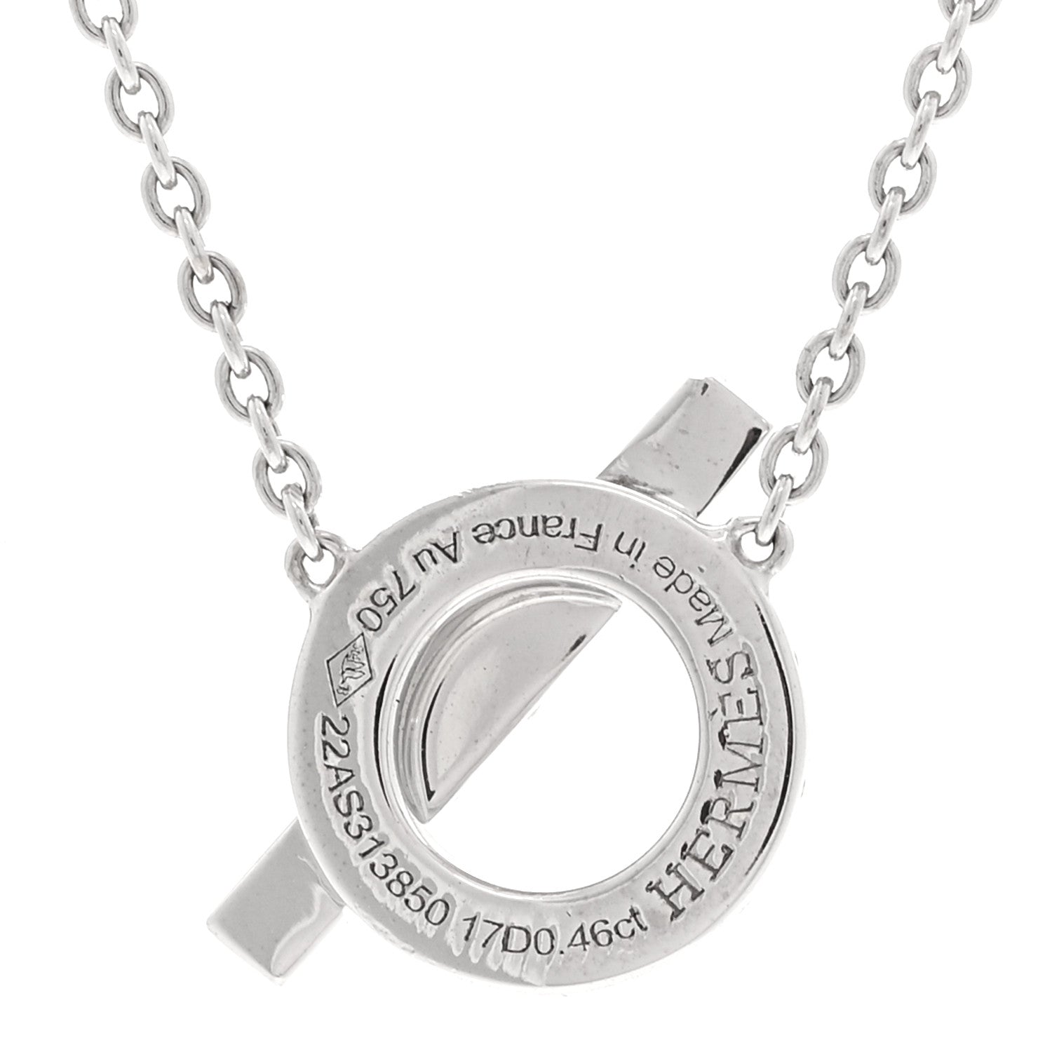 Hermes 18K White Gold Diamond Finesse Pendant Necklace 4 of 6