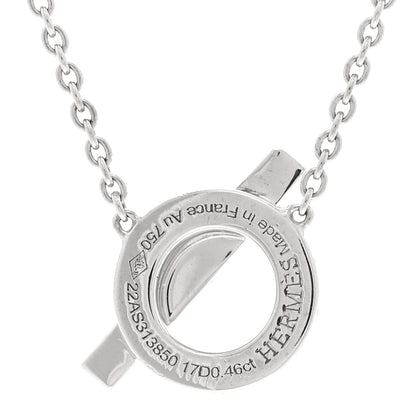Hermes 18K White Gold Diamond Finesse Pendant Necklace 4 of 6
