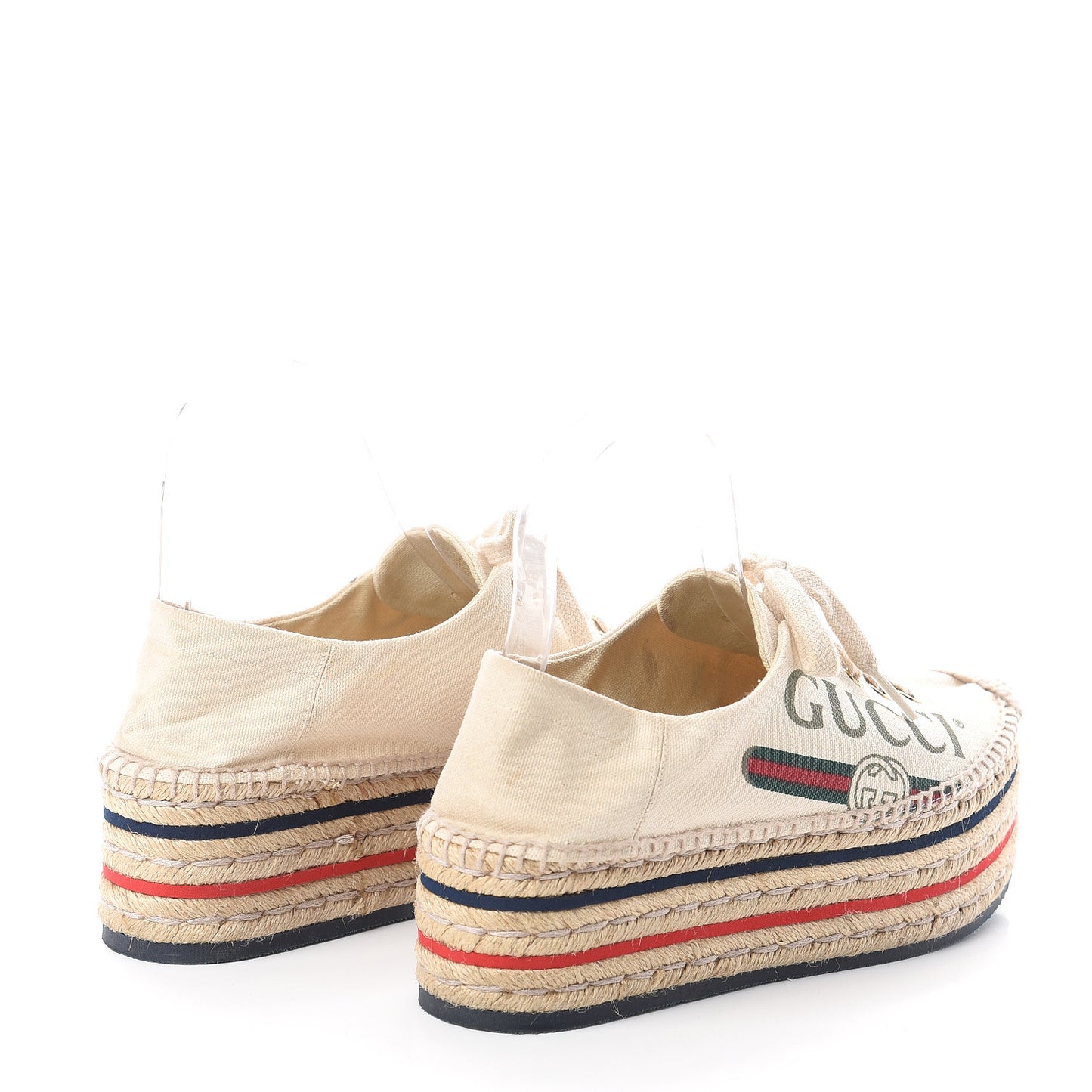 Canvas Logo Lace-Up Platform Espadrilles 37.5 Greggio Grege
