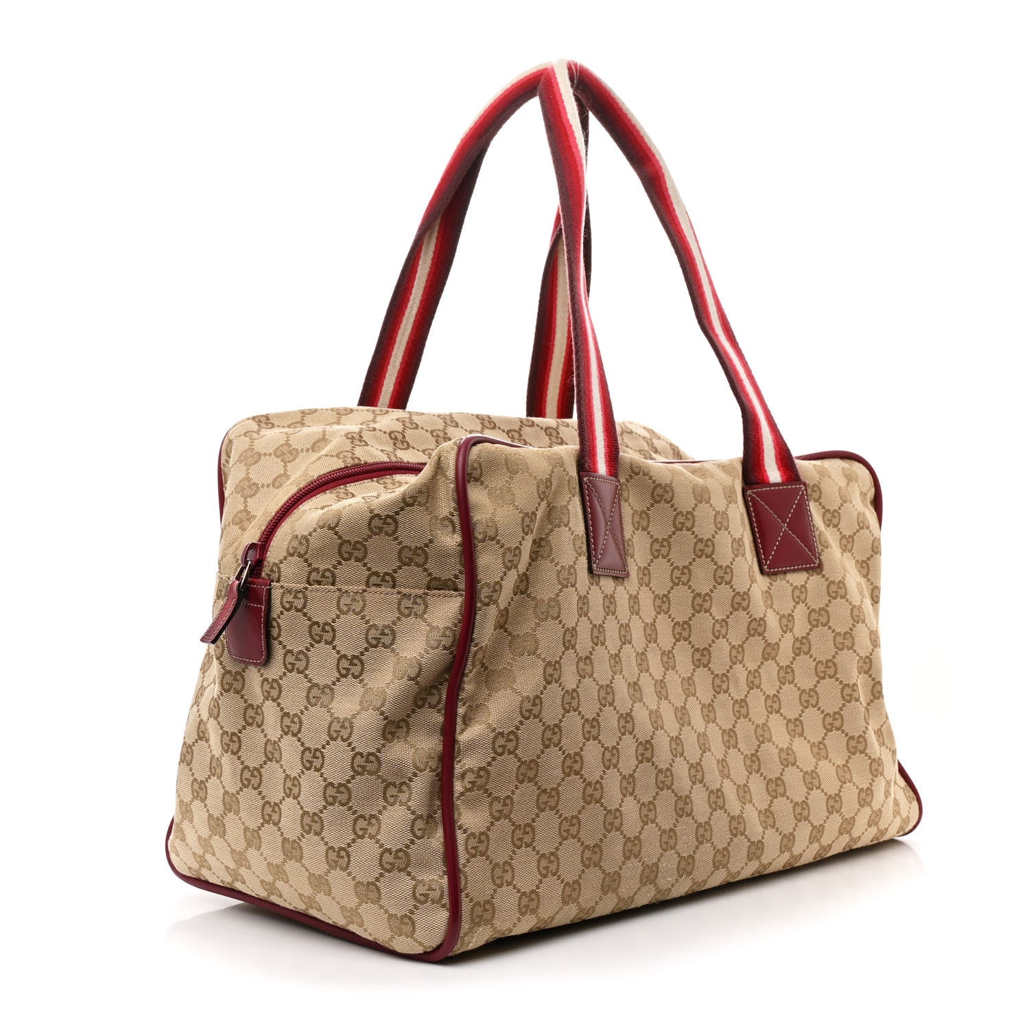Gucci GG Monogram Web Medium Collapsable Carry On Duffle Beige Red 3 of 13