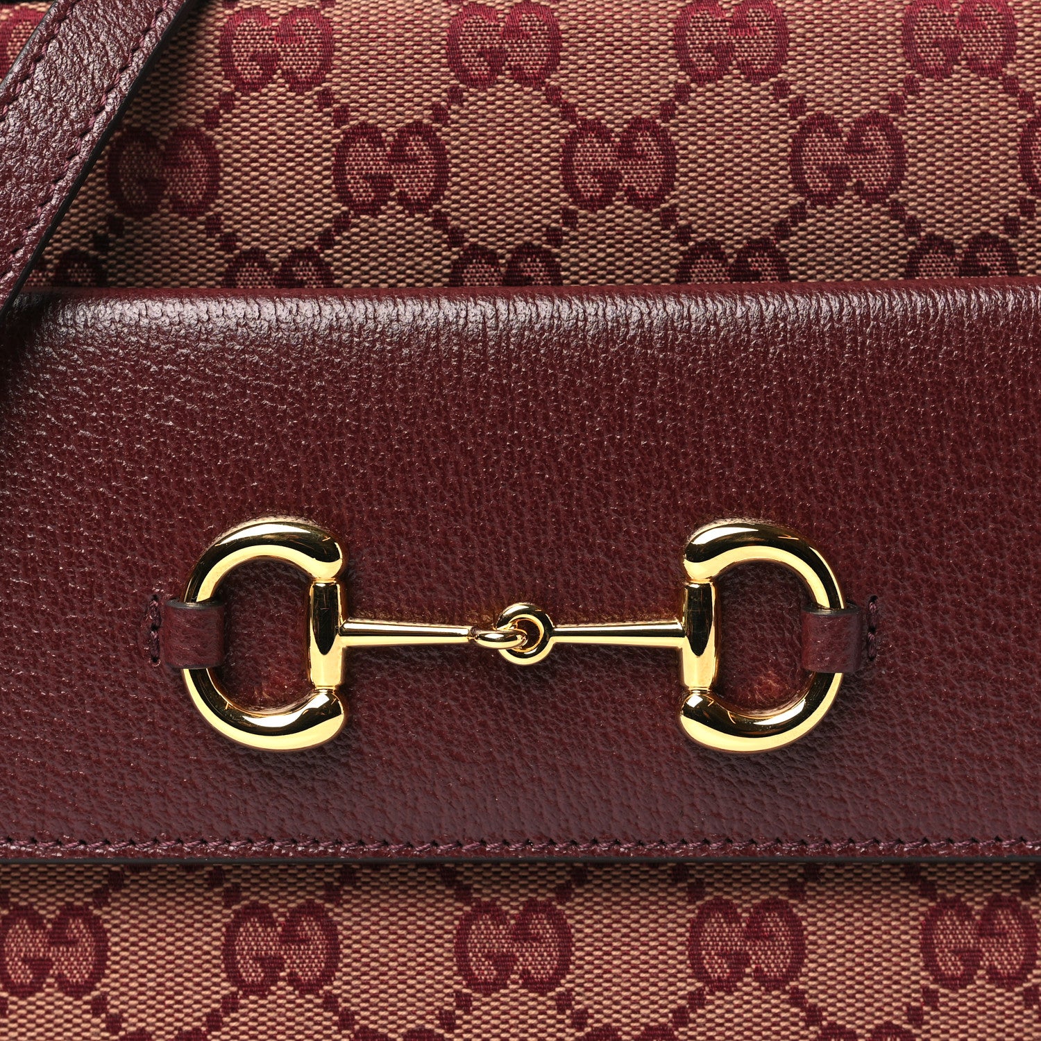 Gucci Monogram Textured Dollar Calfskin Small Horsebit 1955 Shoulder Bag Sahara Rubino Chardonnay 8 of 11