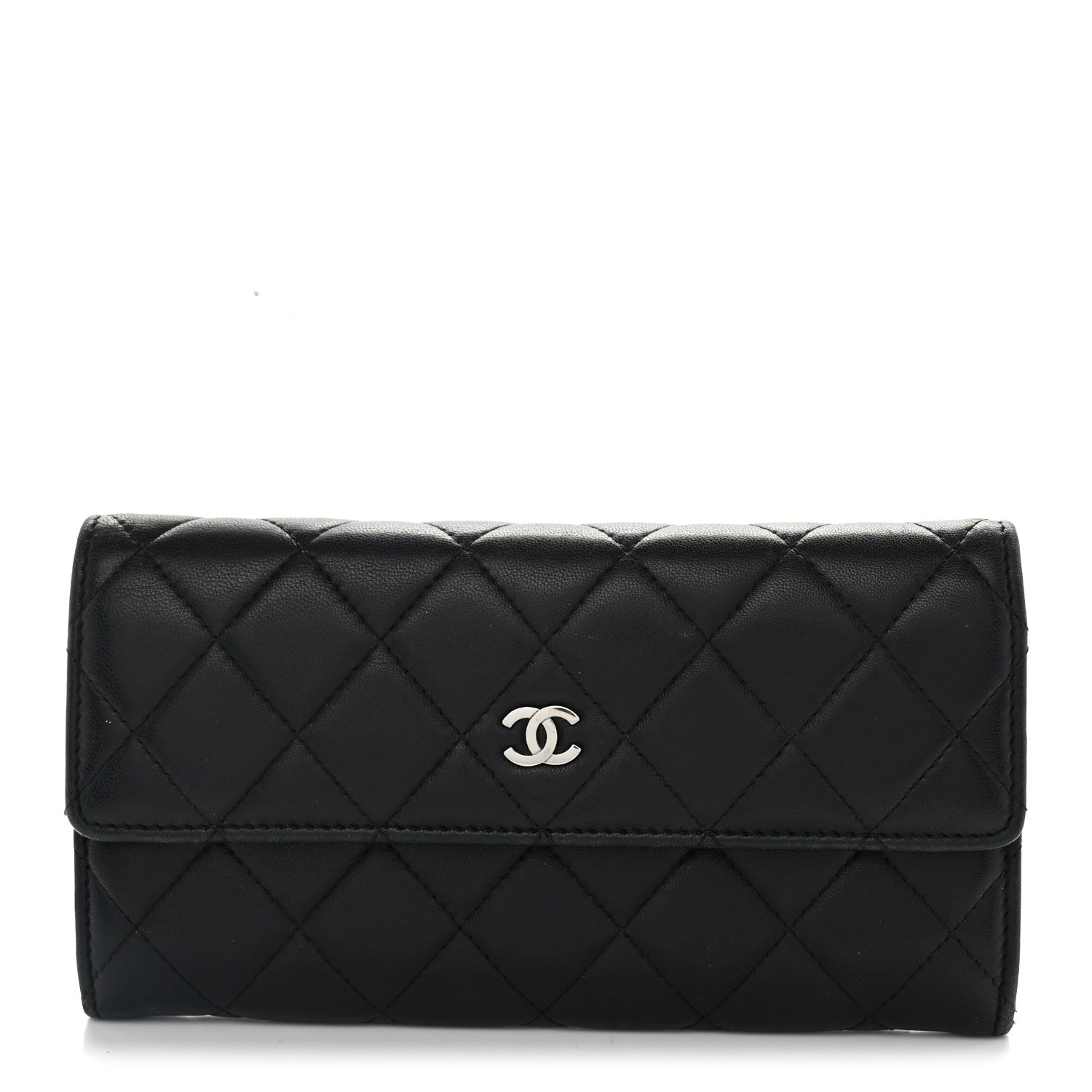 Chanel Lambskin Quilted Large Flap Wallet Black 1 of 10