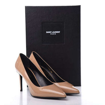 Saint Laurent Patent Classic Paris 105 Escarpin Pumps 38 Nude 12 of 13