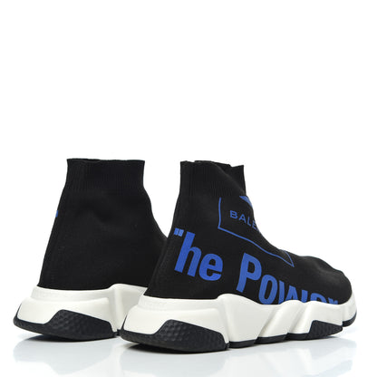 Balenciaga Neoprene Knit Power of Dreams Womens Speed Sneakers 38 Black Bleu 4 of 14