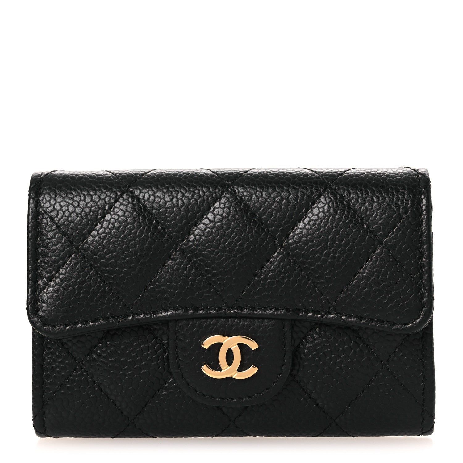 Chanel Caviar Quilted Flap Card Holder Wallet Black 1 of 9