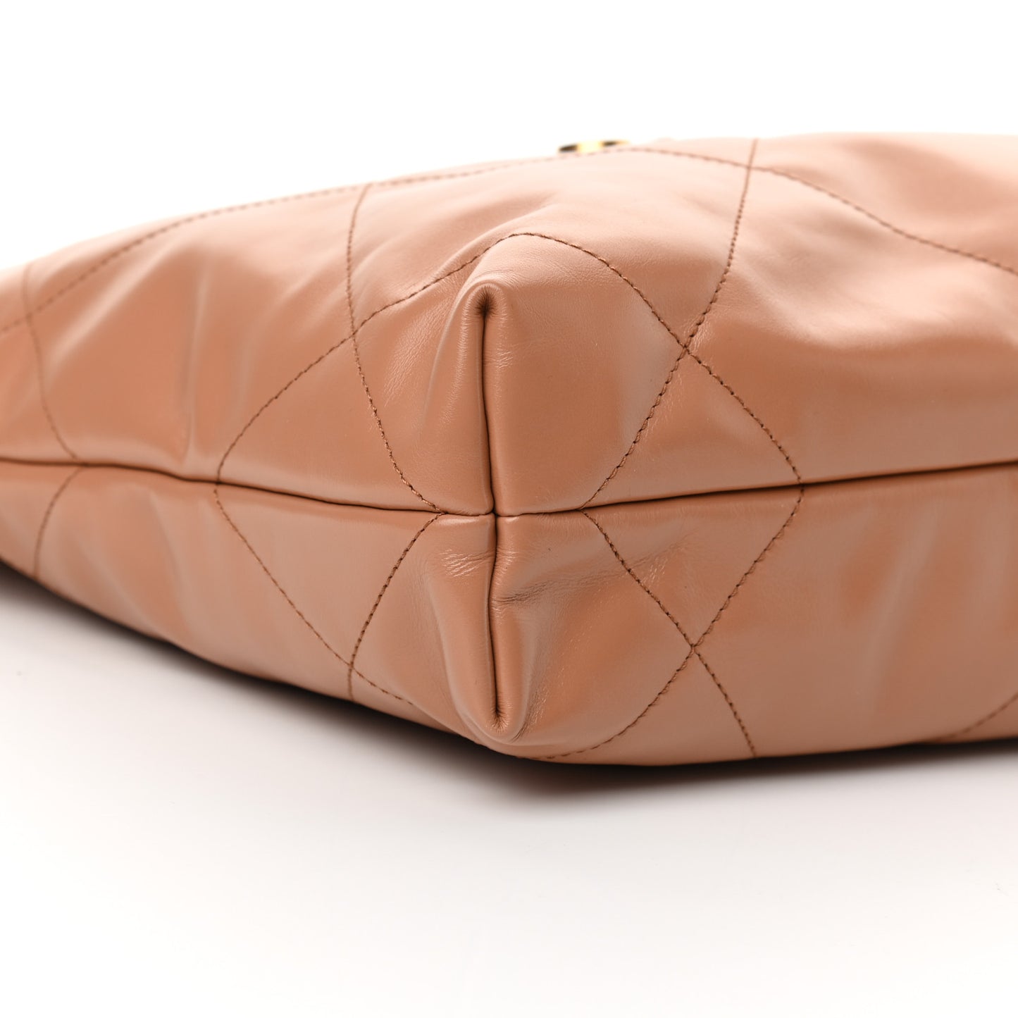 Shiny Calfskin Quilted Small Chanel 22 Camel