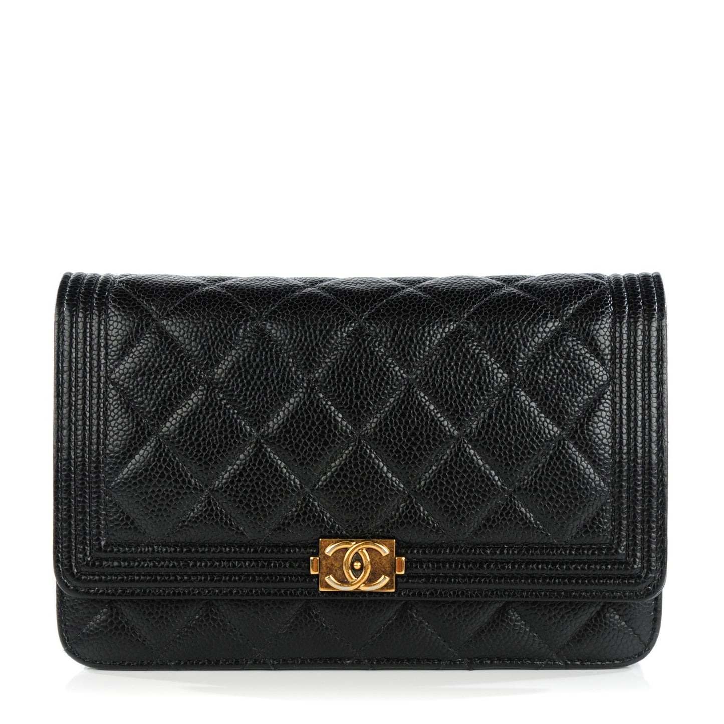 Caviar Quilted Boy Wallet On Chain WOC Black