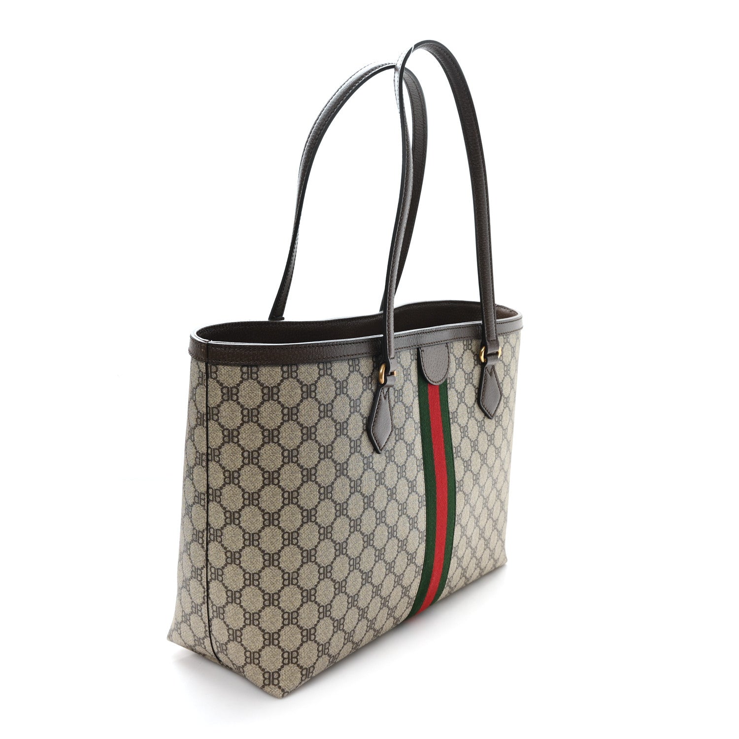 Gucci X BALENCIAGA BB Supreme Monogram Web Medium Ophidia Shopping Tote Beige New Acero 3 of 9