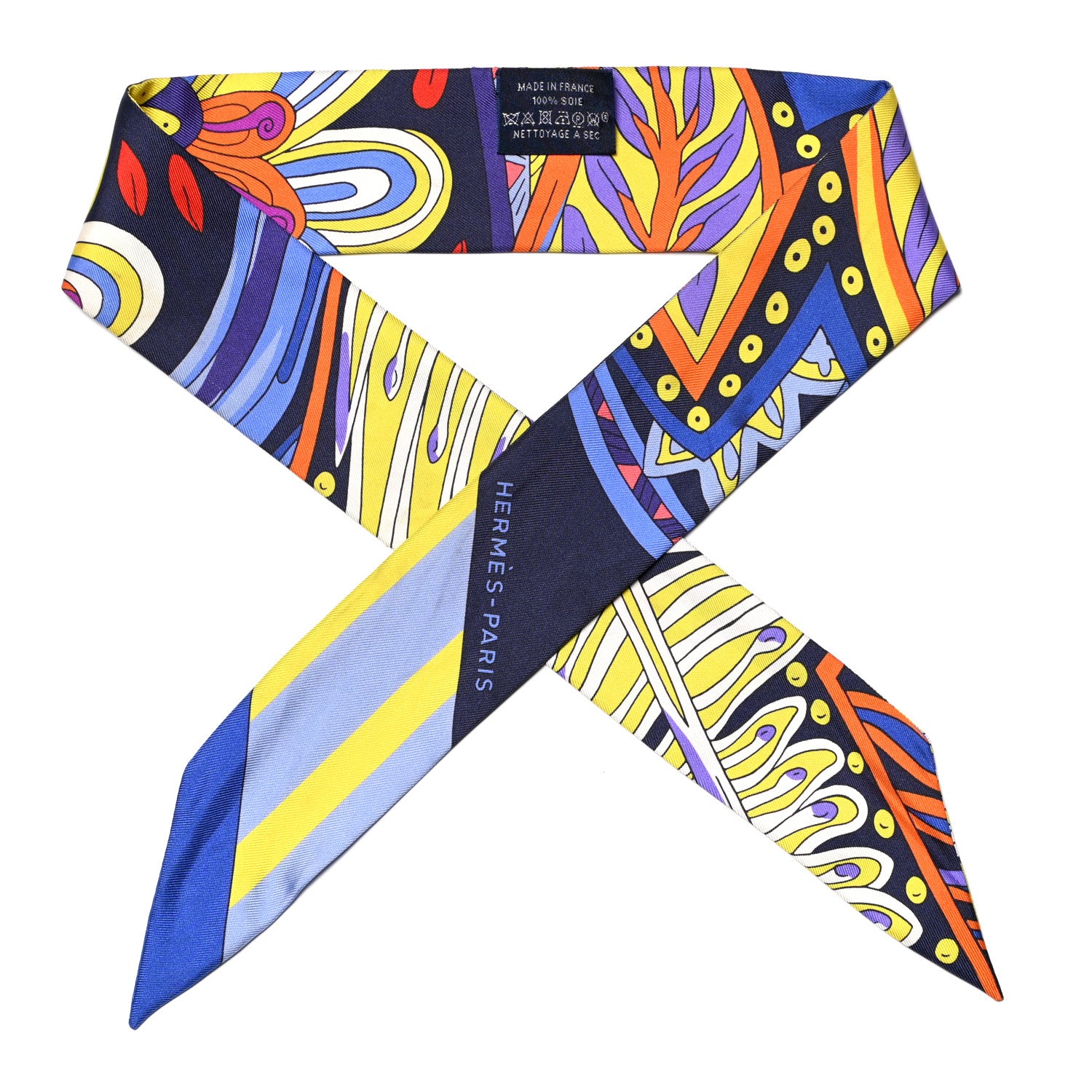 Hermes Silk Le Jardin de la Maharani Twilly Jaune Vif Bleu Violet 1 of 5
