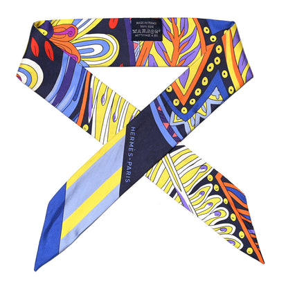 Hermes Silk Le Jardin de la Maharani Twilly Jaune Vif Bleu Violet 1 of 5