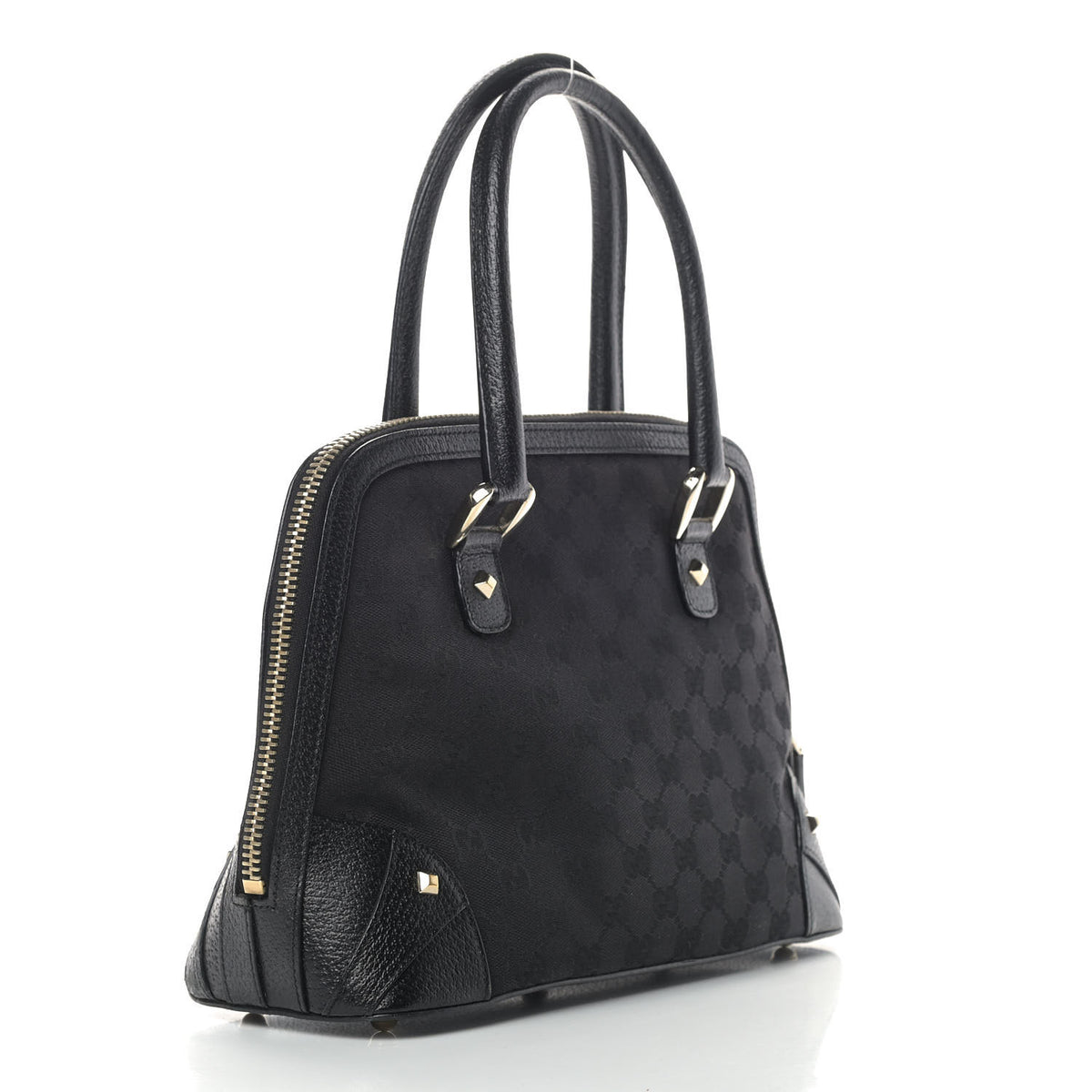 Gucci Monogram Medium Horsebit Nail Dome Bag Black 2 of 11