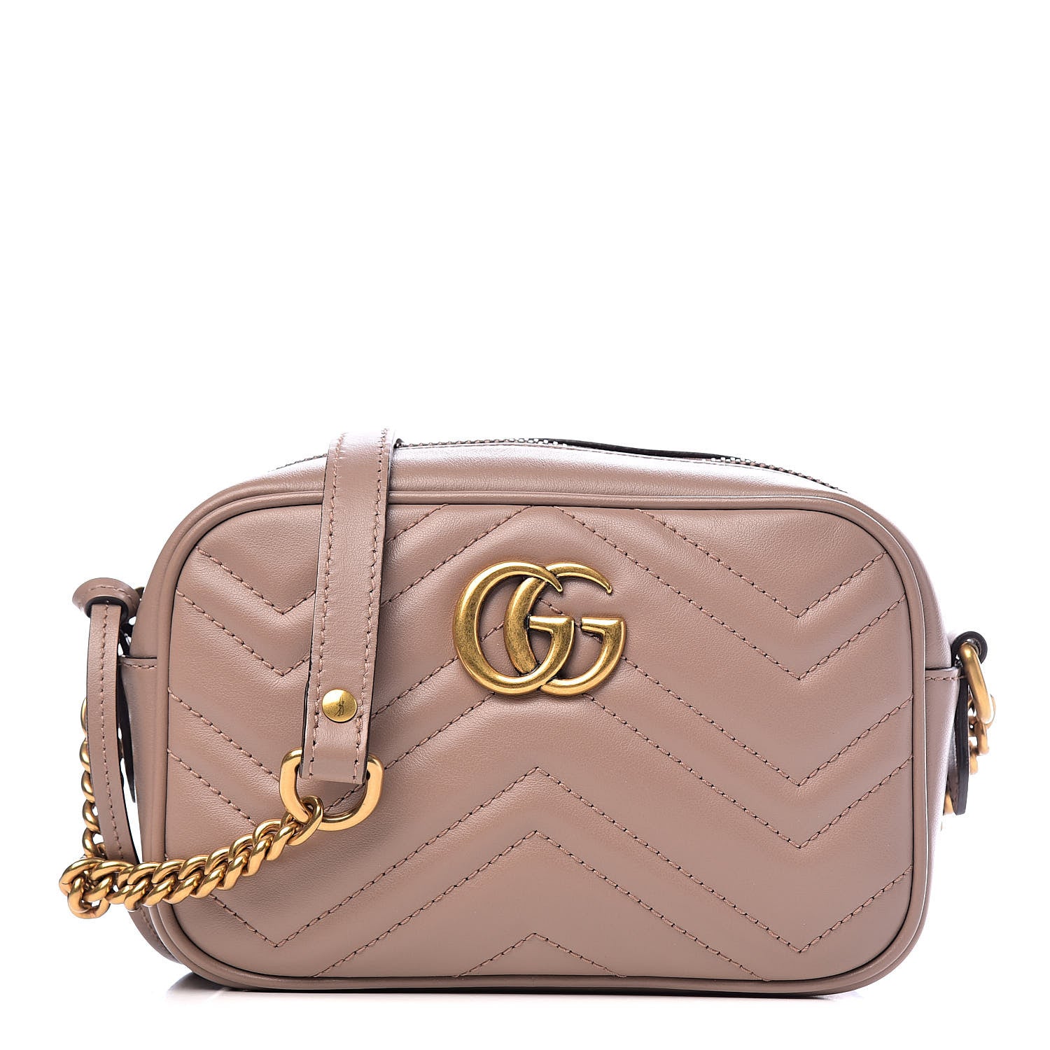 Gucci Calfskin Matelasse Mini GG Marmont Chain Shoulder Bag Porcelain Rose 1 of 10