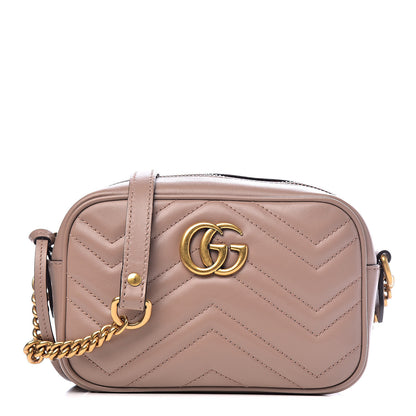 Gucci Calfskin Matelasse Mini GG Marmont Chain Shoulder Bag Porcelain Rose 1 of 10