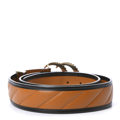 Gucci Azalea Calfskin Matelasse Diagonal Torchon Double G 40mm Belt 95 38 Cognac Black 2 of 3