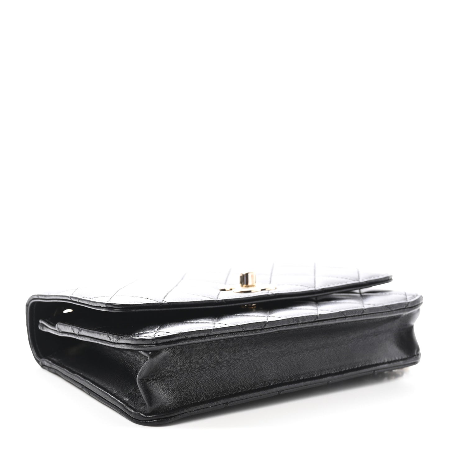Lambskin Quilted Trendy CC Wallet On Chain WOC Black