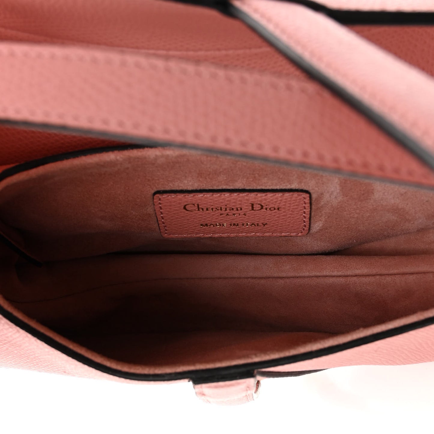 Grained Calfskin Mini Saddle Bag Pink