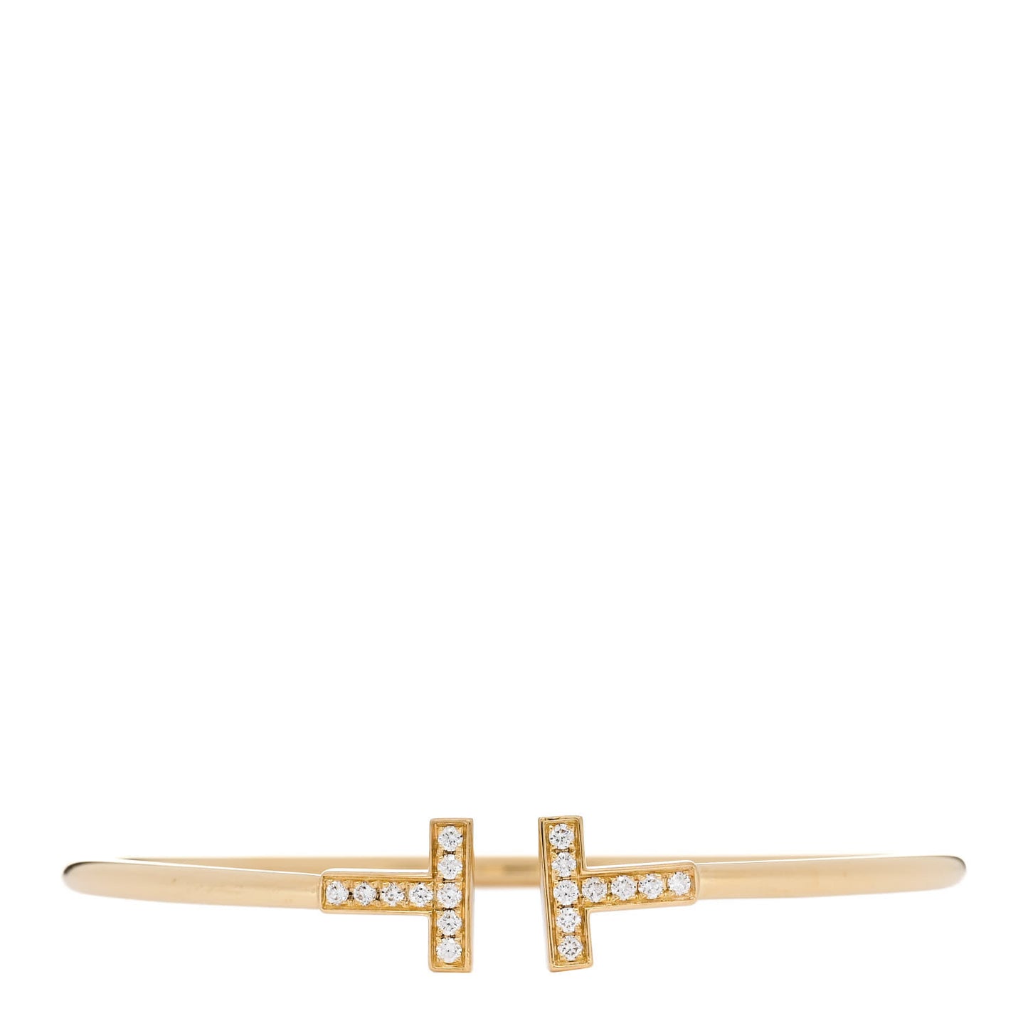 18K Yellow Gold Diamond T Wire Bracelet