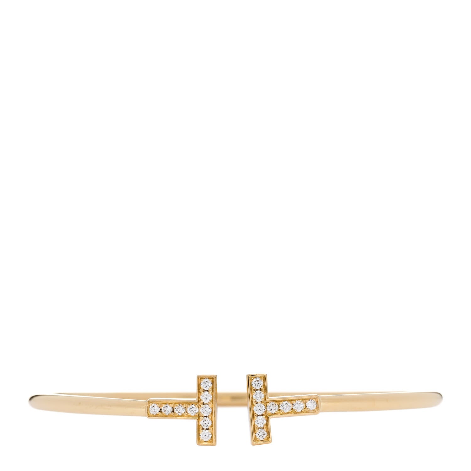Tiffany 18K Yellow Gold Diamond T Wire Bracelet 1 of 4