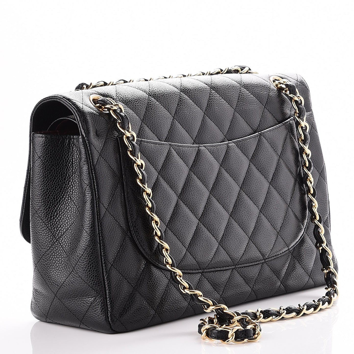 Caviar Quilted Jumbo Double Flap Black