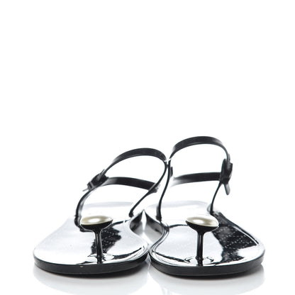 Chanel Jelly Pearl CC Thong Sandals 41 Black 2 of 9