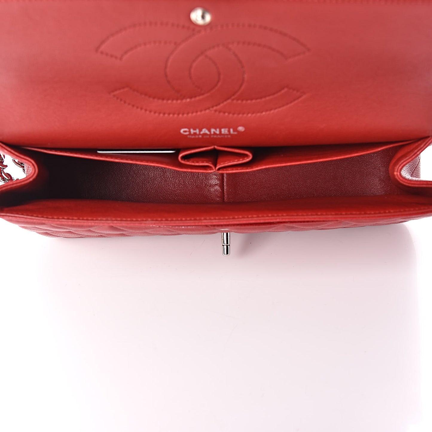 Caviar Quilted Jumbo Double Flap Red