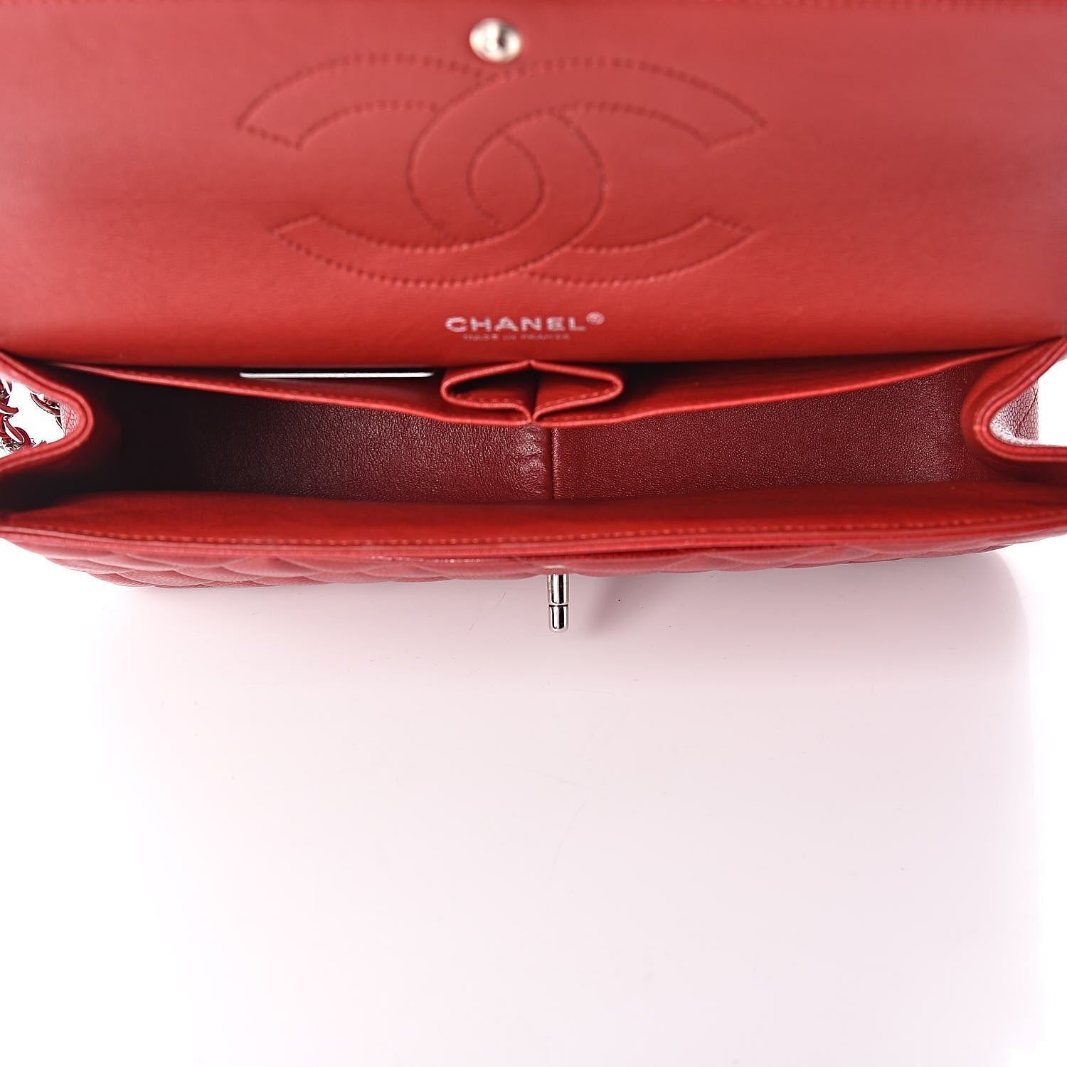 Chanel Caviar Quilted Jumbo Double Flap Red 7 of 10