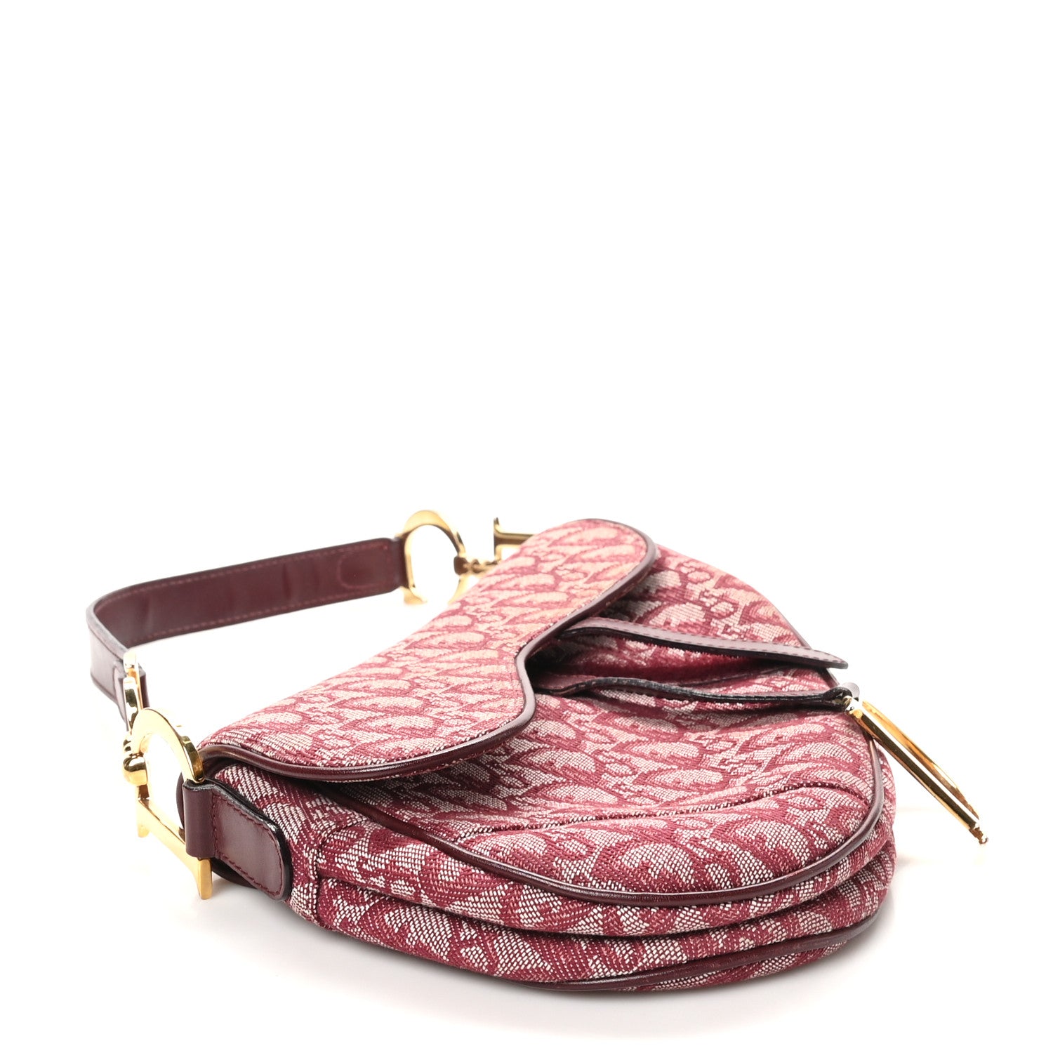 Christian Dior Monogram Saddle Bag Burgundy 4 of 10