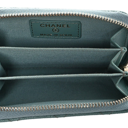 Chanel Caviar Quilted Zip Around Coin Purse Wallet Dark Green 5 of 8
