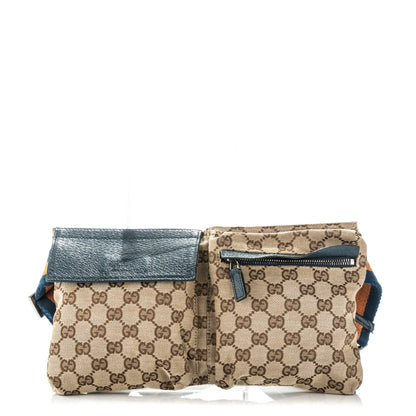 Gucci GG Monogram Web Double Pocket Belt Bag Turquoise 1 of 8