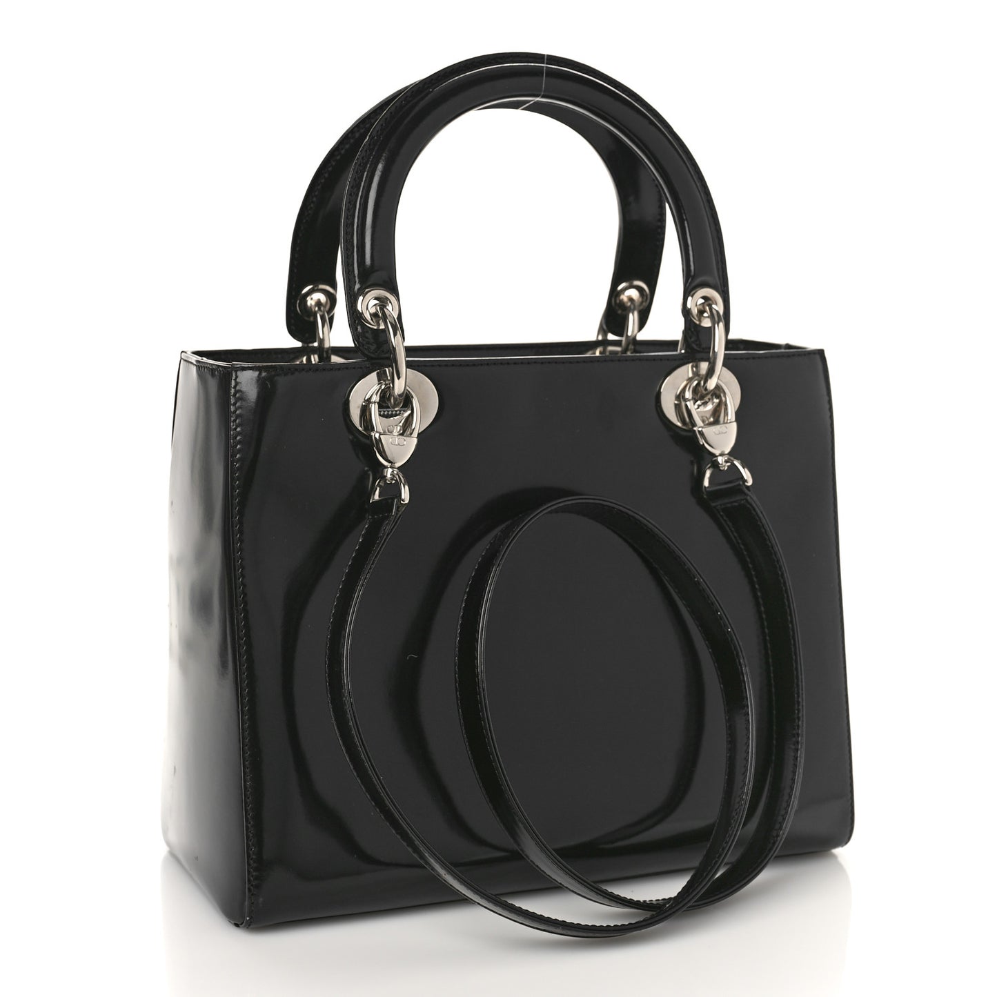 Glazed Calfskin Medium Lady Dior Black