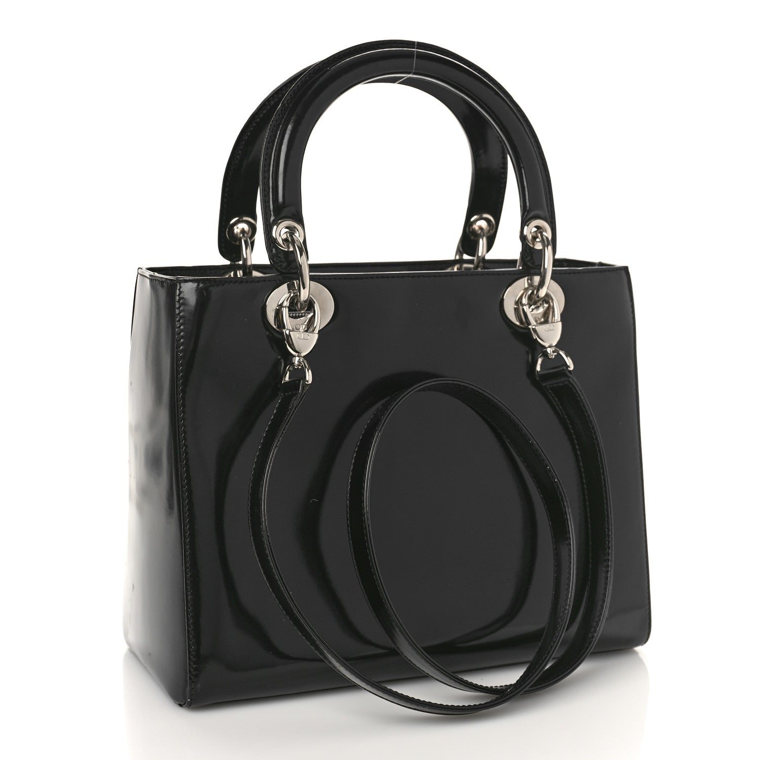 Christian Dior Glazed Calfskin Medium Lady Dior Black 2 of 10