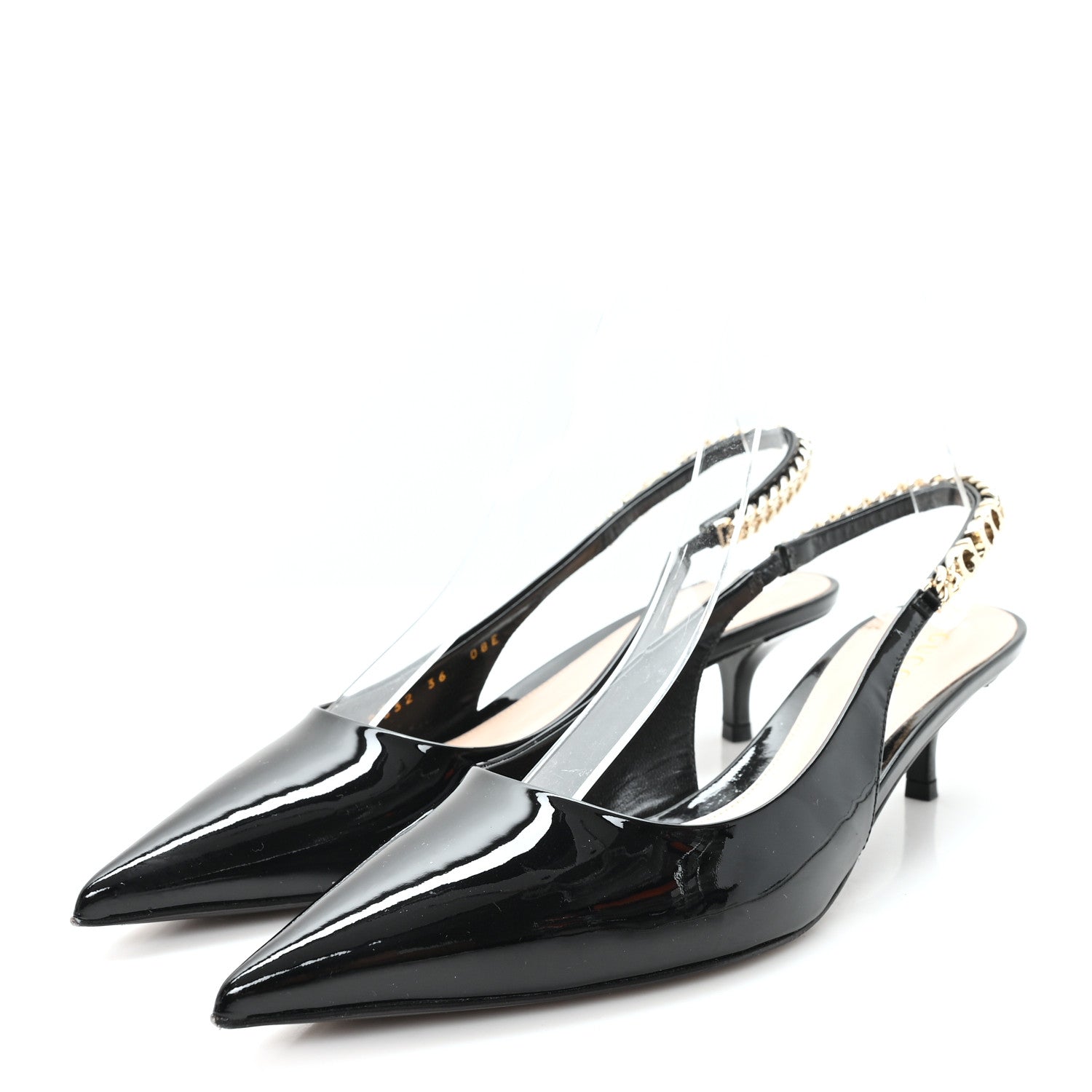 Gucci Patent Signoria 35mm Slingback Pumps 36 Black 4 of 9