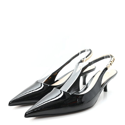 Gucci Patent Signoria 35mm Slingback Pumps 36 Black 4 of 9
