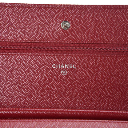 Chanel Caviar Quilted Wallet on Chain WOC Red 6 of 10