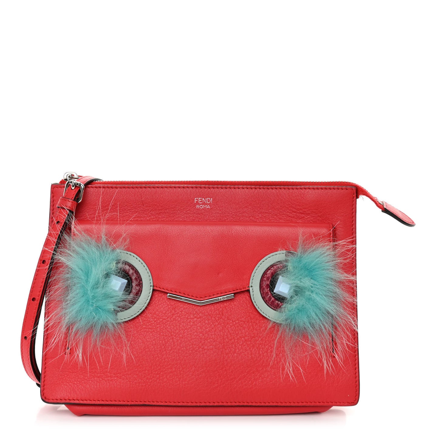 Vitello Dolce Fox Elaphe Ayers Hypnoteyes Min 2Jours Pouch Papavero Turchese Multicolor