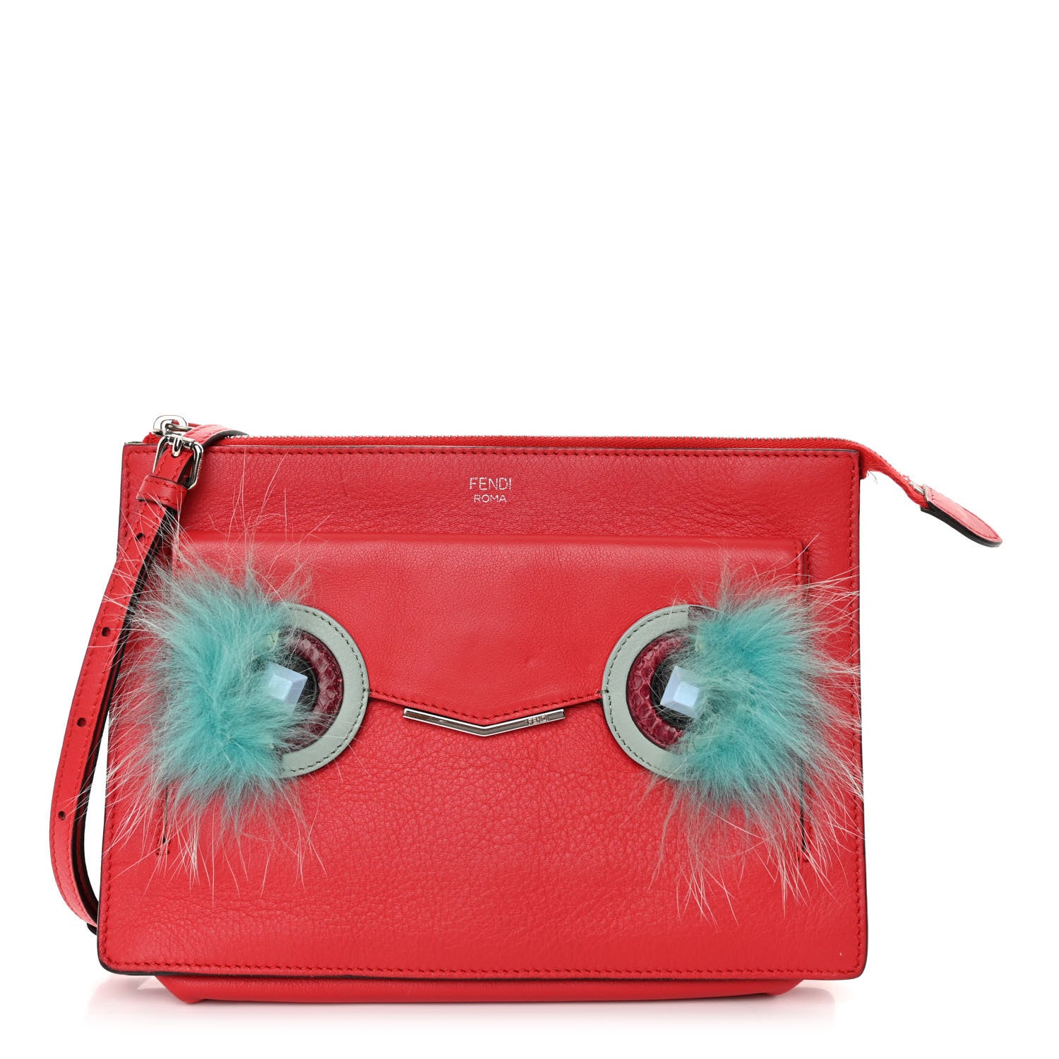 Fendi Vitello Dolce Fox Elaphe Ayers Hypnoteyes Min 2Jours Pouch Papavero Turchese Multicolor 1 of 10