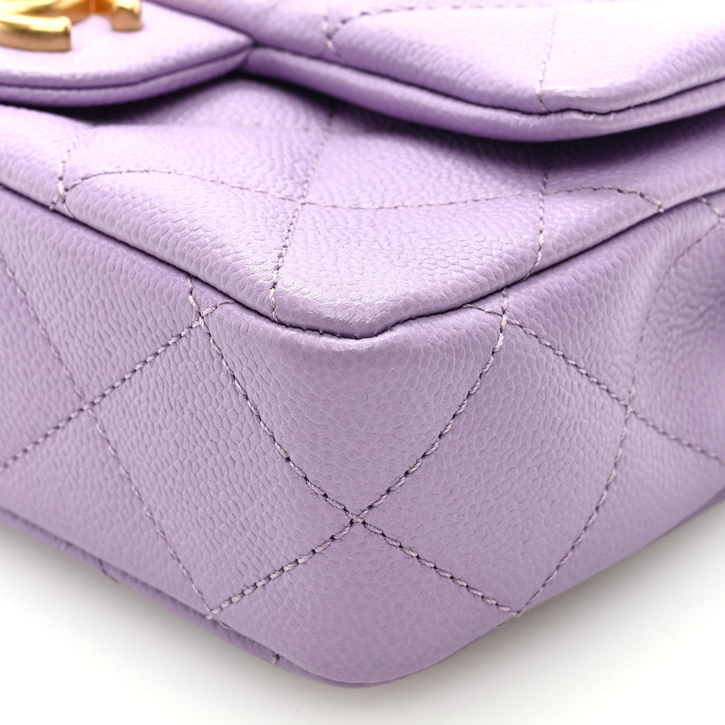 Caviar Quilted Mini Rectangular Sweetheart Flap Lilac