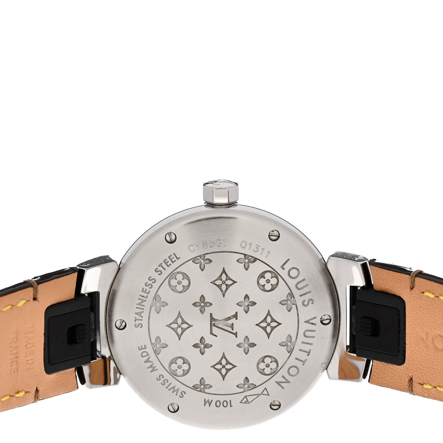 Stainless Steel Monogram 34mm Tambour Quartz Watch Brown