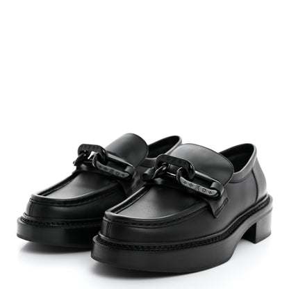 Louis Vuitton Calfskin Oversized Chain Academy Loafers 37 Black 3 of 8